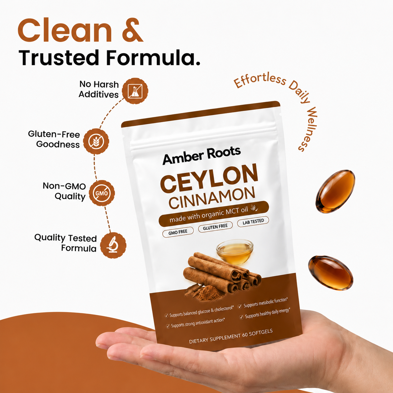 Steady Blood Sugar Support in a Single Softgel — 7200mg Ceylon + MCT